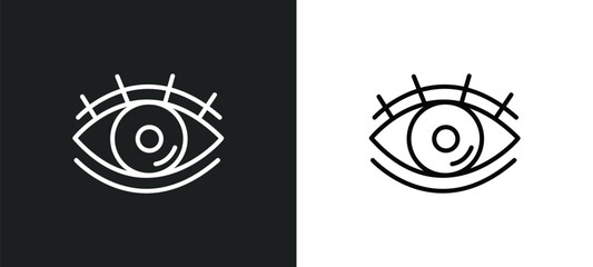 Poster - watch dark eye line icon in white and black colors. watch dark eye flat vector icon from watch dark eye collection for web, mobile apps and ui.