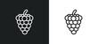 grapes bunch line icon in white and black colors. grapes bunch flat vector icon from grapes bunch collection for web, mobile apps and ui.