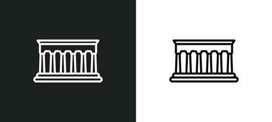 Poster - parthenon line icon in white and black colors. parthenon flat vector icon from parthenon collection for web, mobile apps and ui.