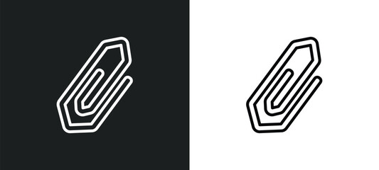 Poster - attach line icon in white and black colors. attach flat vector icon from attach collection for web, 