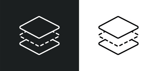 Poster - layer line icon in white and black colors. layer flat vector icon from layer collection for web, mob