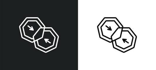 Poster - merge line icon in white and black colors. merge flat vector icon from merge collection for web, mobile apps and ui.