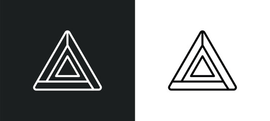 Poster - triangle line icon in white and black colors. triangle flat vector icon from triangle collection for web, mobile apps and ui.