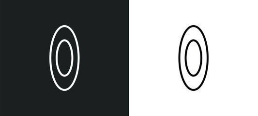 Poster - oval line icon in white and black colors. oval flat vector icon from oval collection for web, mobile