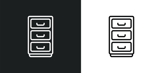 Wall Mural - office cabinet line icon in white and black colors. office cabinet flat vector icon from office cabinet collection for web, mobile apps and ui.