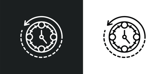 Poster - rewind time line icon in white and black colors. rewind time flat vector icon from rewind time collection for web, mobile apps and ui.