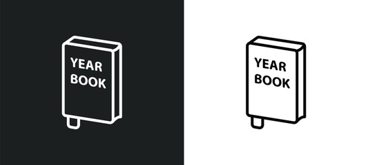 Wall Mural - yearbook line icon in white and black colors. yearbook flat vector icon from yearbook collection for