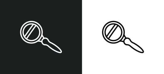 Poster - magnifiying glass line icon in white and black colors. magnifiying glass flat vector icon from magnifiying glass collection for web, mobile apps and ui.