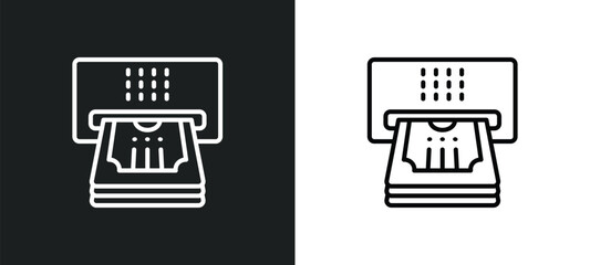 Poster - atm cash line icon in white and black colors. atm cash flat vector icon from atm cash collection for web, mobile apps and ui.
