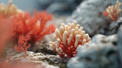 Sticker - coral reef in aquarium HD 8K wallpaper Stock Photographic Image