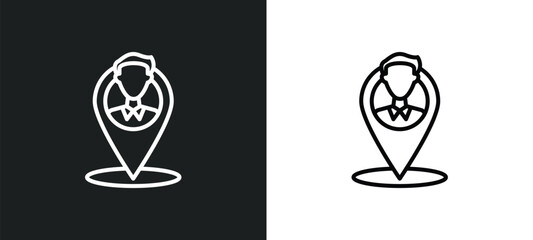 Poster - placement line icon in white and black colors. placement flat vector icon from placement collection 