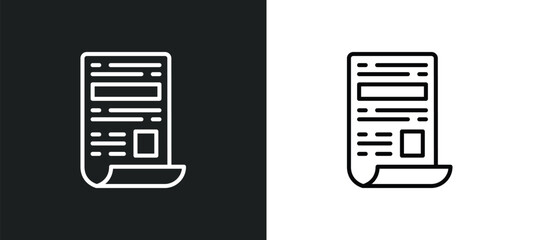 Poster - news feed line icon in white and black colors. news feed flat vector icon from news feed collection 