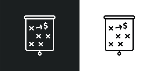 Poster - marketing strategy line icon in white and black colors. marketing strategy flat vector icon from marketing strategy collection for web, mobile apps and ui.