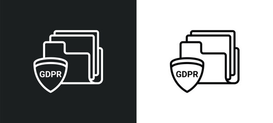 Poster - portfolio line icon in white and black colors. portfolio flat vector icon from portfolio collection 