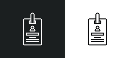 Fototapete - id card line icon in white and black colors. id card flat vector icon from id card collection for web, mobile apps and ui.