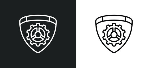 Poster - gear line icon in white and black colors. gear flat vector icon from gear collection for web, mobile