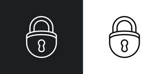 Poster - lock line icon in white and black colors. lock flat vector icon from lock collection for web, mobile apps and ui.