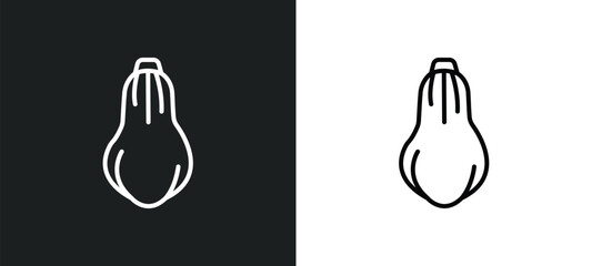 Poster - butternut squash line icon in white and black colors. butternut squash flat vector icon from butternut squash collection for web, mobile apps and ui.
