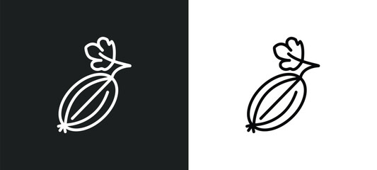 Wall Mural - gooseberry line icon in white and black colors. gooseberry flat vector icon from gooseberry collecti