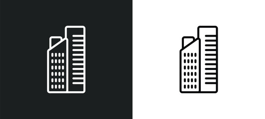 Poster - residential line icon in white and black colors. residential flat vector icon from residential colle