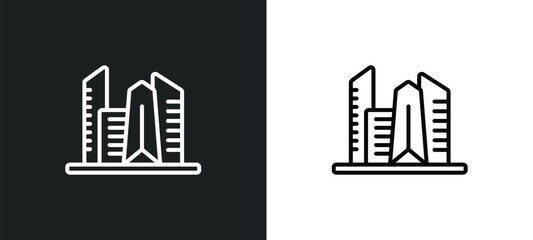 Poster - cityscape line icon in white and black colors. cityscape flat vector icon from cityscape collection for web, mobile apps and ui.