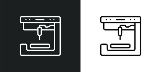 Poster - 3d printer line icon in white and black colors. 3d printer flat vector icon from 3d printer collection for web, mobile apps and ui.