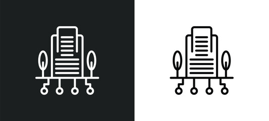 Poster - building line icon in white and black colors. building flat vector icon from building collection for