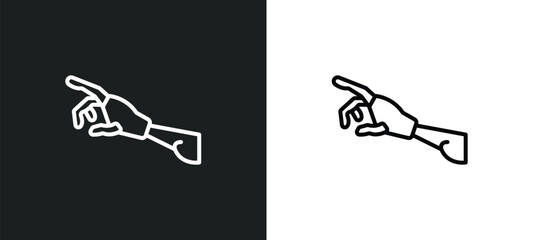 Poster - robot arm line icon in white and black colors. robot arm flat vector icon from robot arm collection for web, mobile apps and ui.