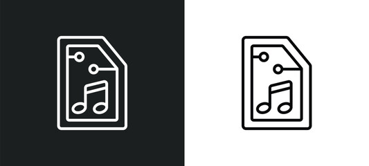 Poster - audio file line icon in white and black colors. audio file flat vector icon from audio file collecti