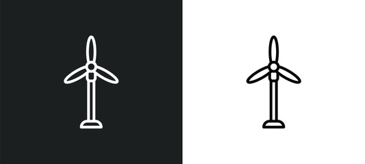 Poster - eolic energy line icon in white and black colors. eolic energy flat vector icon from eolic energy co