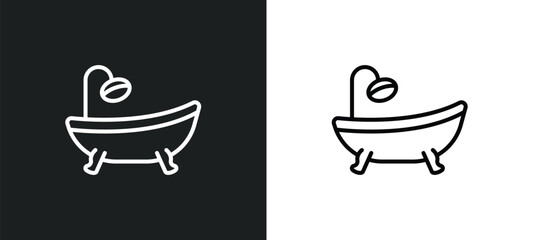 Poster - bath line icon in white and black colors. bath flat vector icon from bath collection for web, mobile apps and ui.