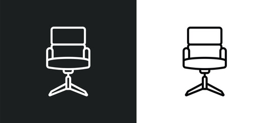 Poster - office chair line icon in white and black colors. office chair flat vector icon from office chair collection for web, mobile apps and ui.