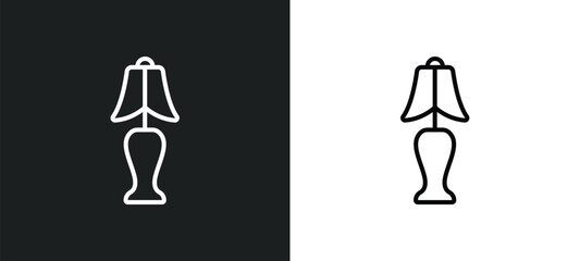 Poster - bedroom lamp line icon in white and black colors. bedroom lamp flat vector icon from bedroom lamp collection for web, mobile apps and ui.