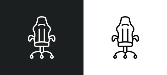 Poster - desk chair line icon in white and black colors. desk chair flat vector icon from desk chair collection for web, mobile apps and ui.