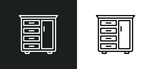 Wall Mural - drawers line icon in white and black colors. drawers flat vector icon from drawers collection for web, mobile apps and ui.