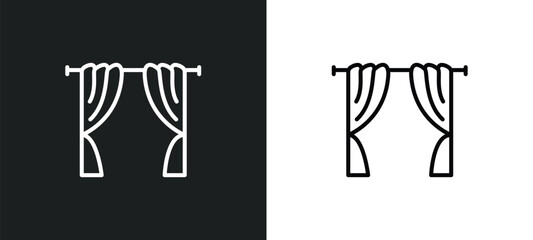 Poster - curtains line icon in white and black colors. curtains flat vector icon from curtains collection for web, mobile apps and ui.