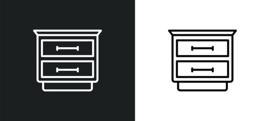 Poster - night stand line icon in white and black colors. night stand flat vector icon from night stand collection for web, mobile apps and ui.