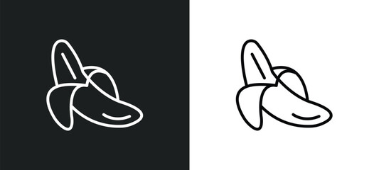Poster - banana line icon in white and black colors. banana flat vector icon from banana collection for web, mobile apps and ui.