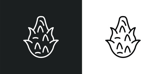 Poster - dragon fruit line icon in white and black colors. dragon fruit flat vector icon from dragon fruit collection for web, mobile apps and ui.