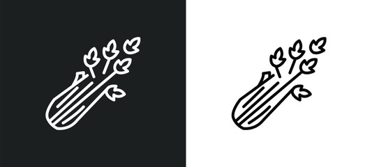Poster - celery line icon in white and black colors. celery flat vector icon from celery collection for web, mobile apps and ui.