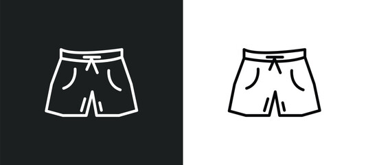 Wall Mural - shorts line icon in white and black colors. shorts flat vector icon from shorts collection for web, mobile apps and ui.