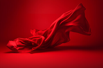 red fabric blowing in the wind