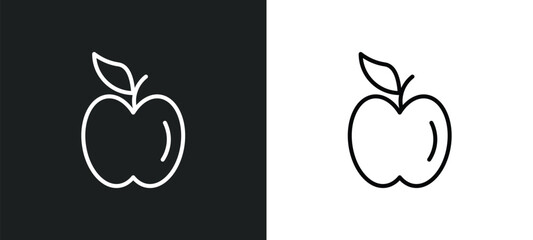 Poster - fruit line icon in white and black colors. fruit flat vector icon from fruit collection for web, mobile apps and ui.