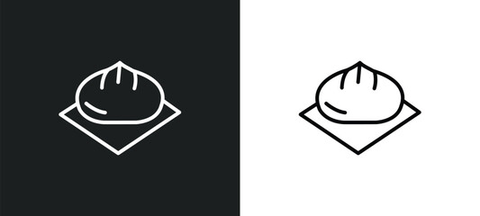 Poster - wonton line icon in white and black colors. wonton flat vector icon from wonton collection for web, mobile apps and ui.