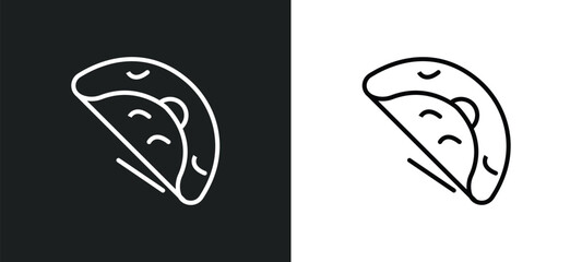 Poster - oyster omelette line icon in white and black colors. oyster omelette flat vector icon from oyster omelette collection for web, mobile apps and ui.