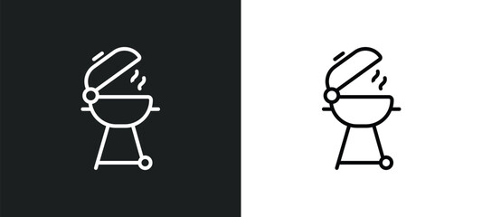 Wall Mural - grill line icon in white and black colors. grill flat vector icon from grill collection for web, mob