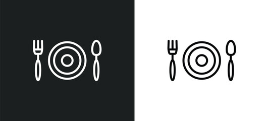 Poster - eatery line icon in white and black colors. eatery flat vector icon from eatery collection for web, mobile apps and ui.