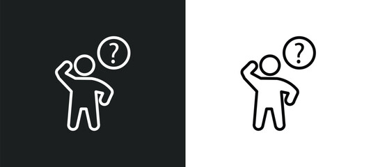 Poster - curious human line icon in white and black colors. curious human flat vector icon from curious human collection for web, mobile apps and ui.