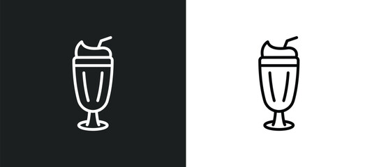 Wall Mural - milk shake line icon in white and black colors. milk shake flat vector icon from milk shake collecti