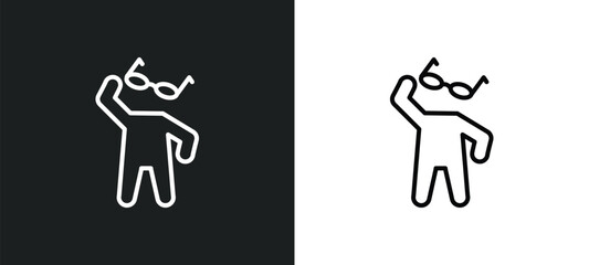 Poster - cool human line icon in white and black colors. cool human flat vector icon from cool human collection for web, mobile apps and ui.